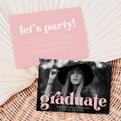 Bold Typography Blush Pink Photo Graduparty Kaart