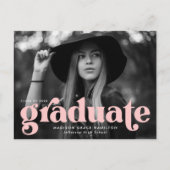 Bold Typography Blush Pink Photo Graduparty Uitnodiging Briefkaart (Voorkant)