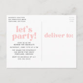 Bold Typography Blush Pink Photo Graduparty Uitnodiging Briefkaart (Achterkant)