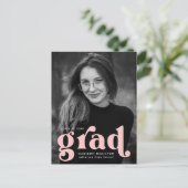 Bold Typography Blush Pink Photo Graduparty Uitnodiging Briefkaart (Staand voorkant)