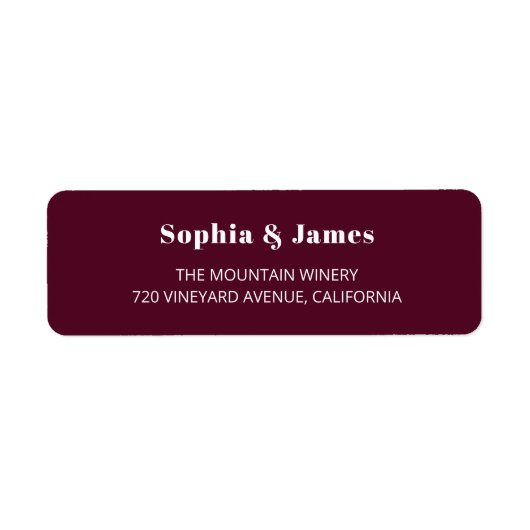 Bold Typography Bourgondische minimalistische brui Etiket (Voorkant)