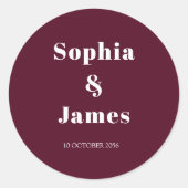 Bold Typography Bourgondische minimalistische brui Ronde Sticker (Voorkant)