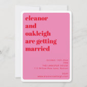 Bold Typography Bright Pink Red Stylish Wedding Kaart (Voorkant)