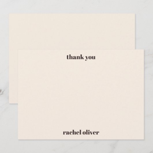 Bold Typography Brown Cream Cute Bat Mitzvah Name Bedankkaart (Voorkant / Achterkant)