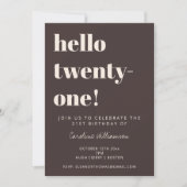 Bold Typography Brown Modern 21st Birthday Party Kaart (Voorkant)