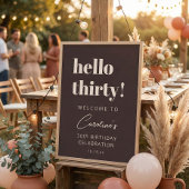 Bold Typography Brown Modern 30th Birthday Welcome Poster