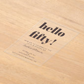 Bold Typography Brown Modern 50th Birthday Clear Acryl Uitnodigingen (Laagn)