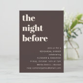 Bold Typography Brown Modern Chic Rehearsal Dinner Kaart (Staand voorkant)