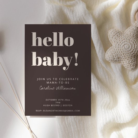 Bold Typography Brown Modern Cute Baby Shower Kaart
