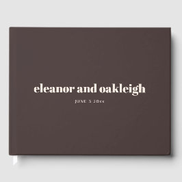 Bold Typography Brown Modern Wedding Custom Name Gastenboek