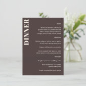 Bold Typography Brown Simple Wedding Dinner Menu (Staand voorkant)