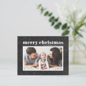 Bold Typography Chalkboard Merry Kerstfoto Feestdagenkaart (Staand voorkant)