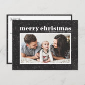 Bold Typography Chalkboard Merry Kerstfoto Feestdagenkaart (Voorkant / Achterkant)