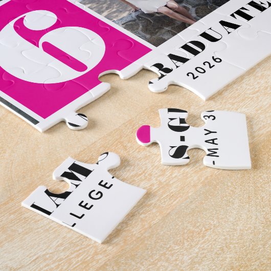 Bold typography Class of 2026 photo collage pink Legpuzzel (Zijkant)