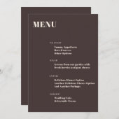 Bold Typography Custom Brown Modern Minimalist Menu (Voorkant / Achterkant)