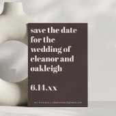 Bold Typography Earthy Brown Modern Wedding Save The Date