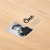 Bold Typography First Birthday Photo Acryl Uitnodigingen (Laagn)