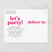 Bold Typography Fuchsia Photo Graduparty Uitnodiging Briefkaart (Achterkant)