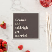 Bold Typography Fun Brown Custom Modern Wedding Servet (Insitu)