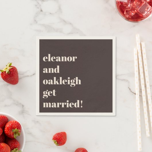 Bold Typography Fun Brown Custom Modern Wedding Servet (Insitu)
