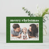 Bold Typography Green Season's Greetings Foto Feestdagenkaart (Staand voorkant)