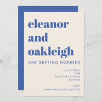 Bold Typography Ivory and Blue Modern Wedding