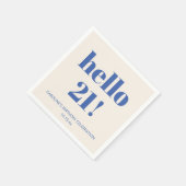 Bold Typography Ivory Blue Modern 21st Birthday Servet (Hoek)