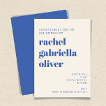 Bold Typography Ivory Blue Modern Bat Mitzvah Kaart<br><div class="desc">Bold Typography Ivory and Blue Modern Bat Mitzvah Invitation</div>