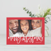 Bold Typography Merry Kerstfoto Feestdagenkaart (Staand voorkant)