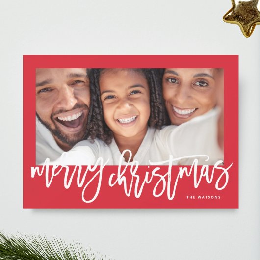 Bold Typography Merry Kerstfoto Feestdagenkaart