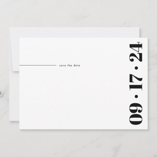Bold Typography Minimalist Modern Black White Save The Date (Voorkant)
