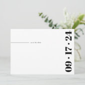 Bold Typography Minimalist Modern Black White Save The Date (Staand voorkant)