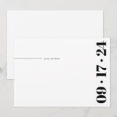 Bold Typography Minimalist Modern Black White Save The Date (Voorkant / Achterkant)