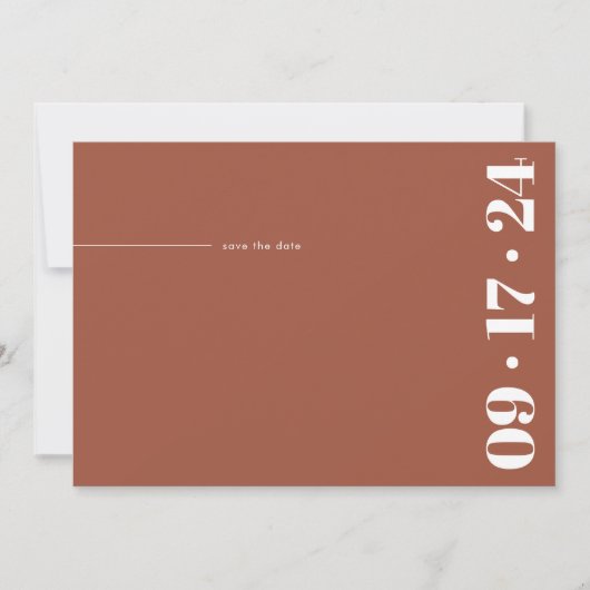 Bold Typography Minimalist Modern Terracotta Save The Date (Voorkant)