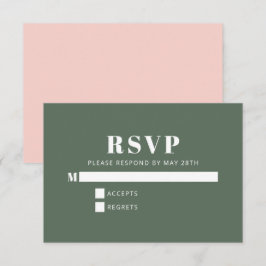 Bold Typography minimalist roze Green Bat Mitzvah RSVP Kaartje