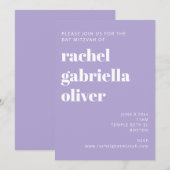 Bold Typography Modern Lavender Bat Mitzvah Kaart (Voorkant / Achterkant)