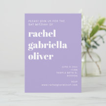 Bold Typography Modern Lavender Bat Mitzvah
