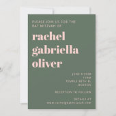 Bold Typography Modern roze Green Bat Mitzvah Kaart (Voorkant)