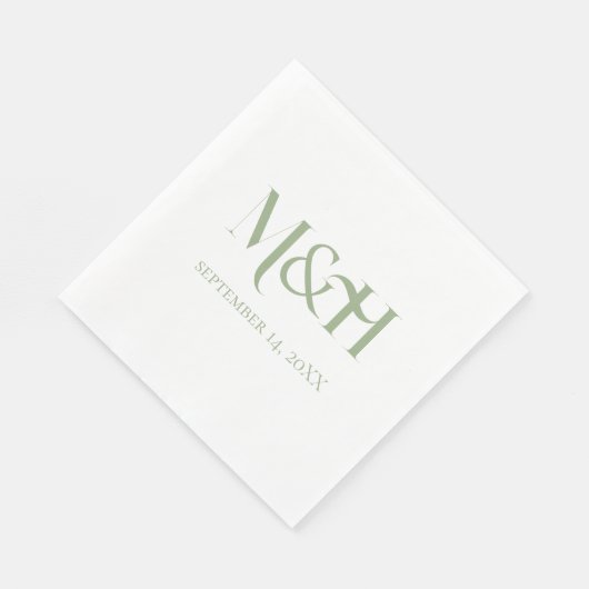 Bold Typography Modern Wedding Sage Green Servet (Hoek)