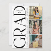 Bold Typography Multi Photo Grad Party Kaart (Voorkant)