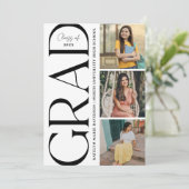 Bold Typography Multi Photo Grad Party Kaart (Staand voorkant)