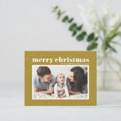 Bold Typography Oranje Merry Kerstfoto Feestdagenkaart (Staand voorkant)