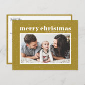 Bold Typography Oranje Merry Kerstfoto Feestdagenkaart (Voorkant / Achterkant)