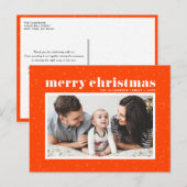 Bold Typography Oranje Merry Kerstfoto Feestdagenkaart (Voorkant / Achterkant)