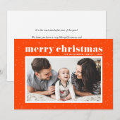 Bold Typography Oranje Merry Kerstfoto Feestdagenkaart (Voorkant / Achterkant)