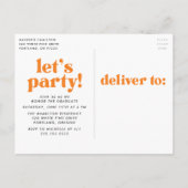 Bold Typography Oranje Photo Graduparty Uitnodiging Briefkaart (Achterkant)