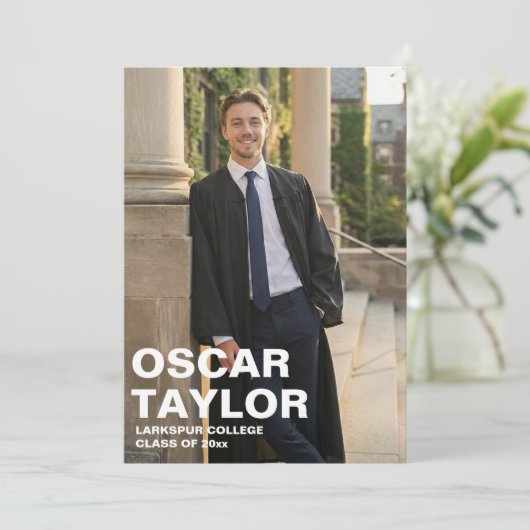 Bold Typography Overlay Full Photo Graduation 2026 Aankondiging (Staand voorkant)