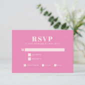 Bold Typography Pink and Red Modern Bat Mitzvah RSVP Kaartje (Staand voorkant)
