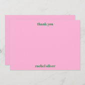 Bold Typography Pink Green Cute Bat Mitzvah Name Bedankkaart (Voorkant / Achterkant)