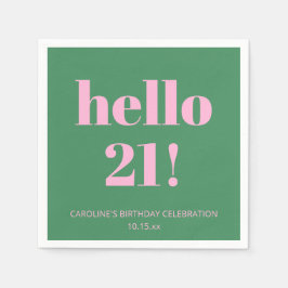 Bold Typography Pink Green Modern 21st Birthday Servet